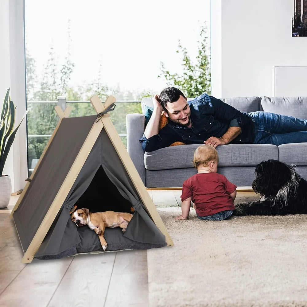 Pet Tent House Foldable and Removable Portable Comfortable and Breathable Cat House Stable Dog House with Thick Pad Pet Supplies