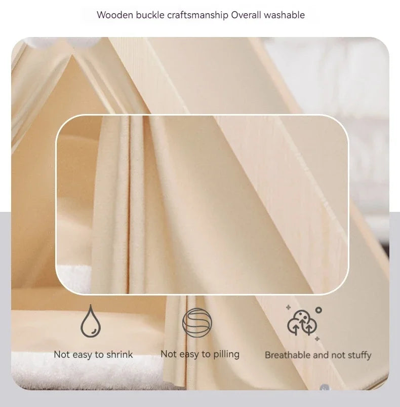 Pet Tent House Foldable and Removable Portable Comfortable and Breathable Cat House Stable Dog House with Thick Pad Pet Supplies