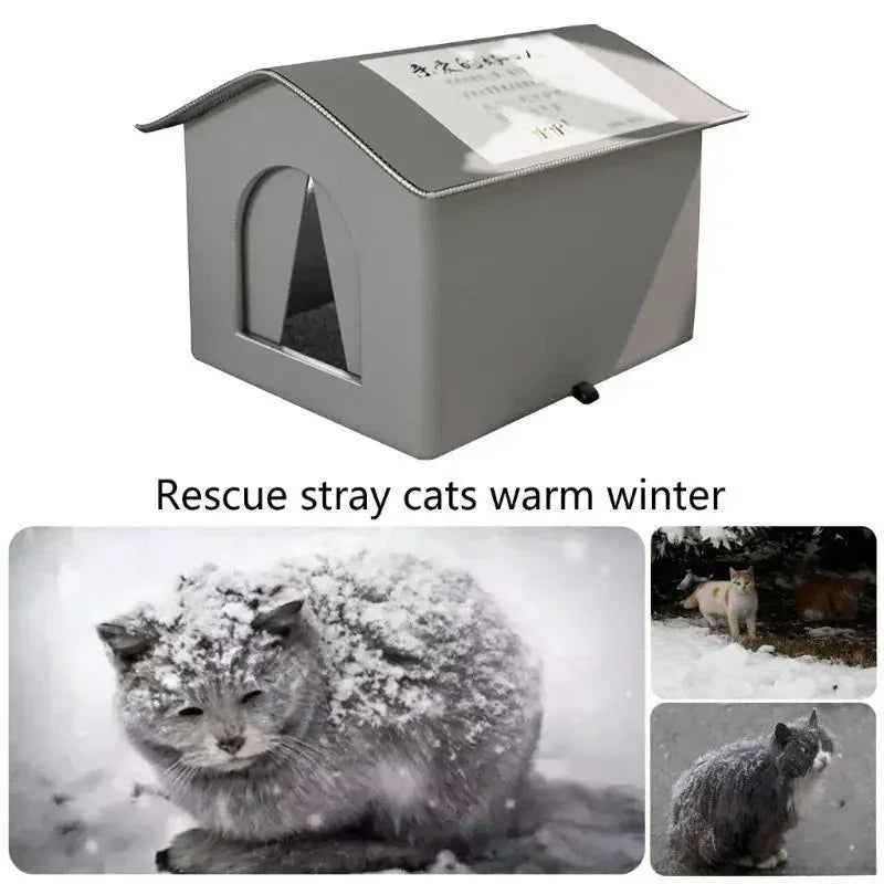 Four Seasons Cat House Outdoor Waterproof Pet Shelter for Cold Weather Stray Cats Dogs Thermal Insulated Windproof Design