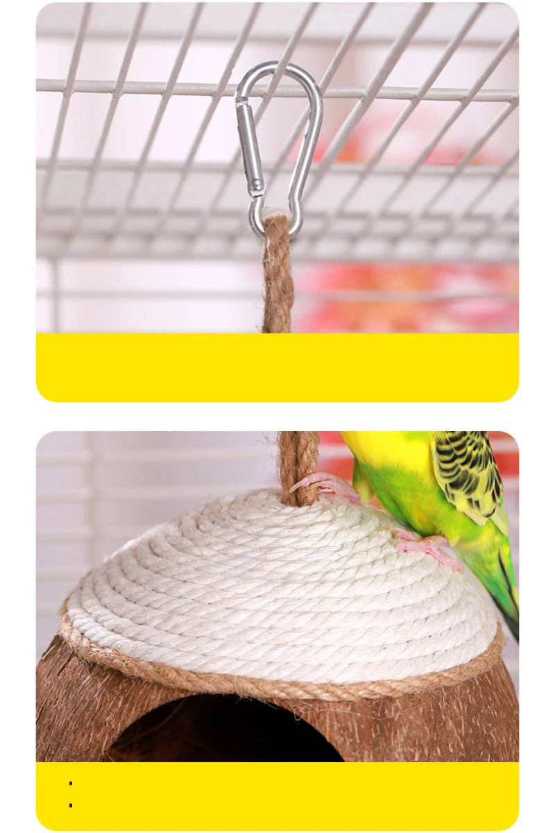 Hamster House Bite-resistant Natural Small Pet Coconut Cages Guinea-pig Hamster Hideout House Toy Wooden House Pet Supplies