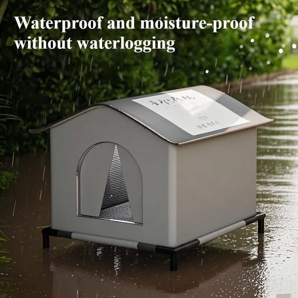 Four Seasons Cat House Outdoor Waterproof Pet Shelter for Cold Weather Stray Cats Dogs Thermal Insulated Windproof Design