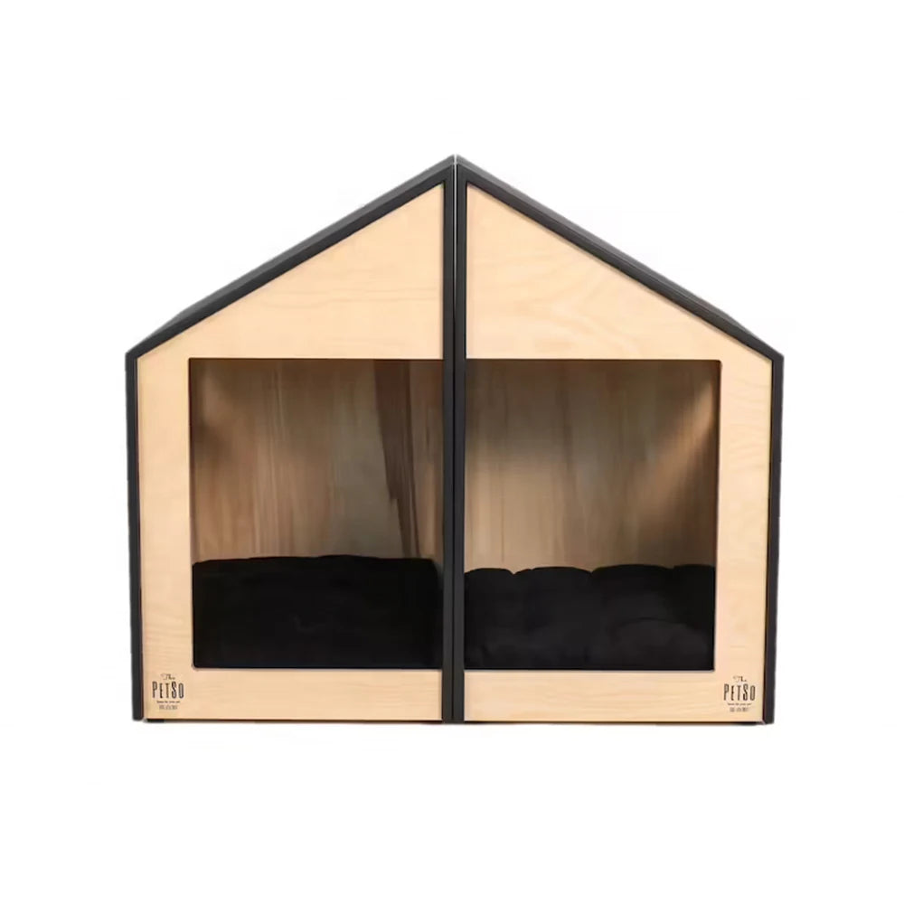 Modern House for Pet Pet Indoor Furniture Double Door Wood Cat Dog House Cave With Mat Dogs Cats Wooden Dog Kennel Crate Pet Bed