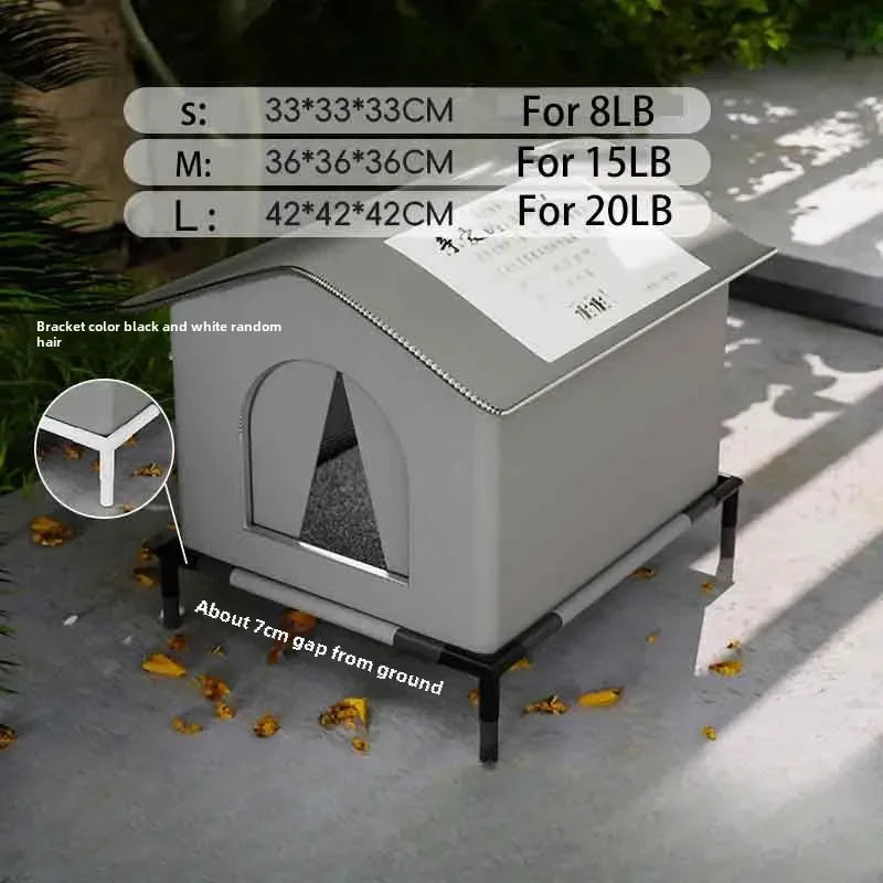 Four Seasons Cat House Outdoor Waterproof Pet Shelter for Cold Weather Stray Cats Dogs Thermal Insulated Windproof Design