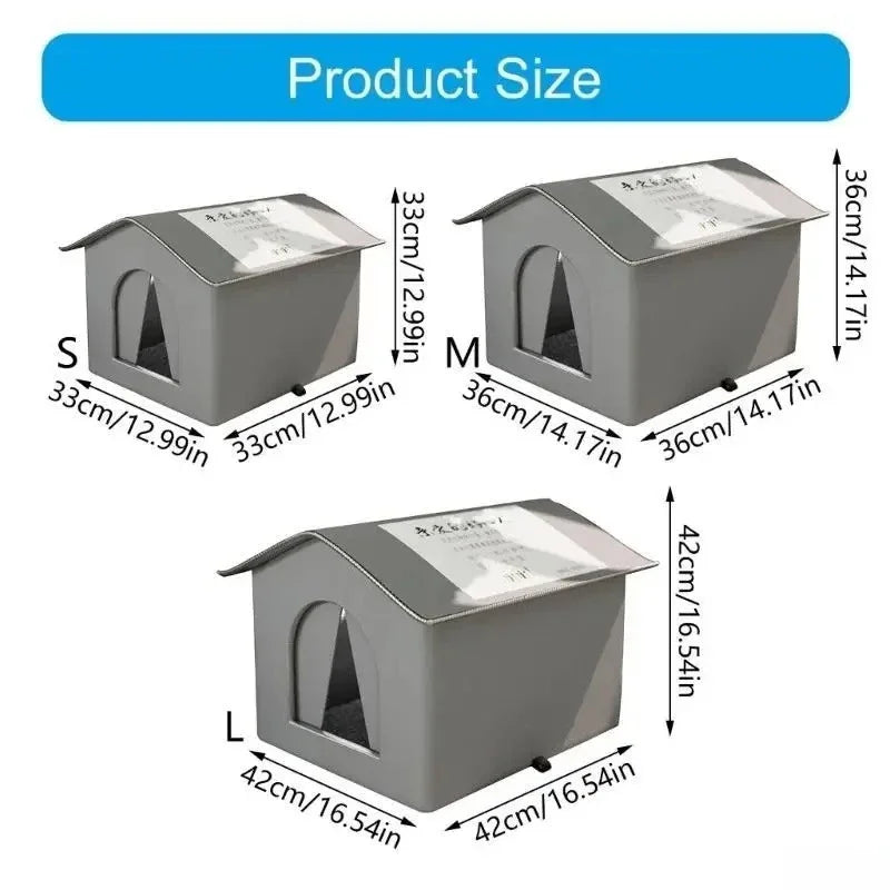 Four Seasons Cat House Outdoor Waterproof Pet Shelter for Cold Weather Stray Cats Dogs Thermal Insulated Windproof Design
