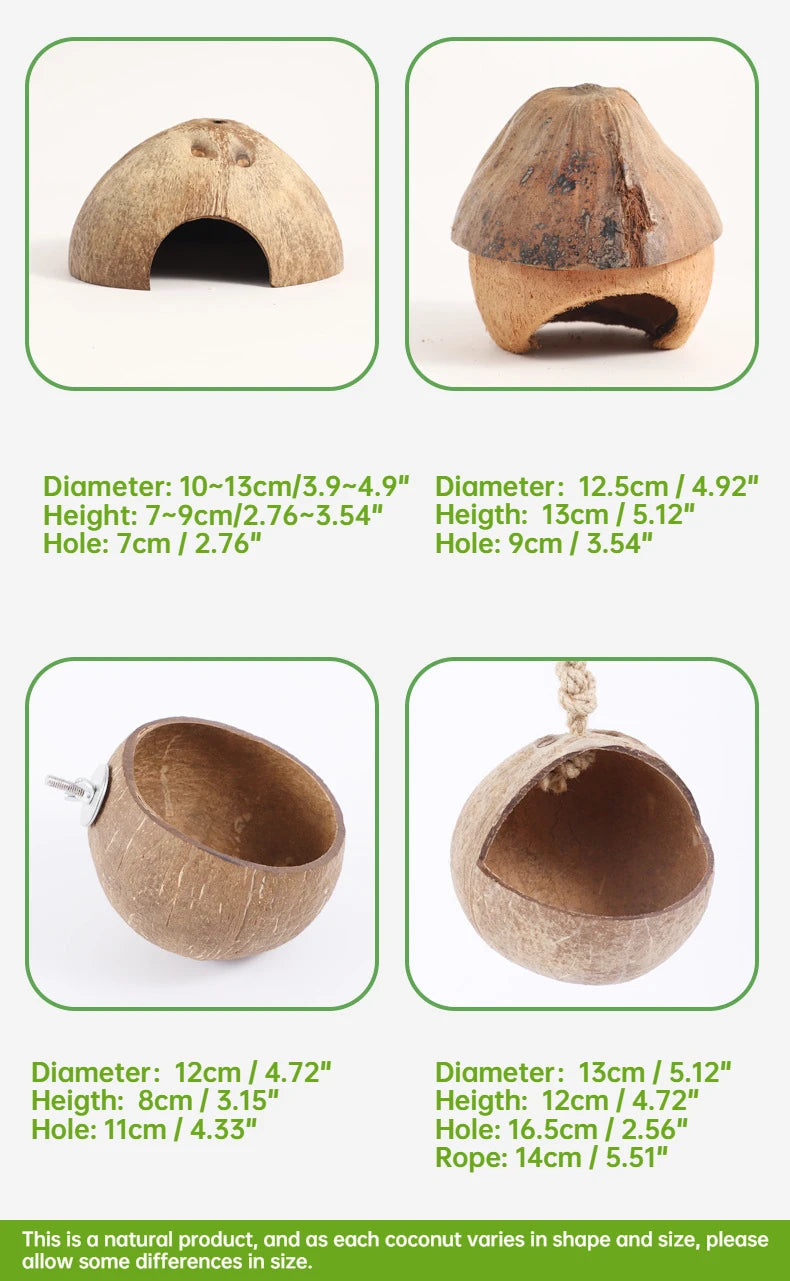 Hamster House Bite-resistant Natural Small Pet Coconut Cages Guinea-pig Hamster Hideout House Toy Wooden House Pet Supplies