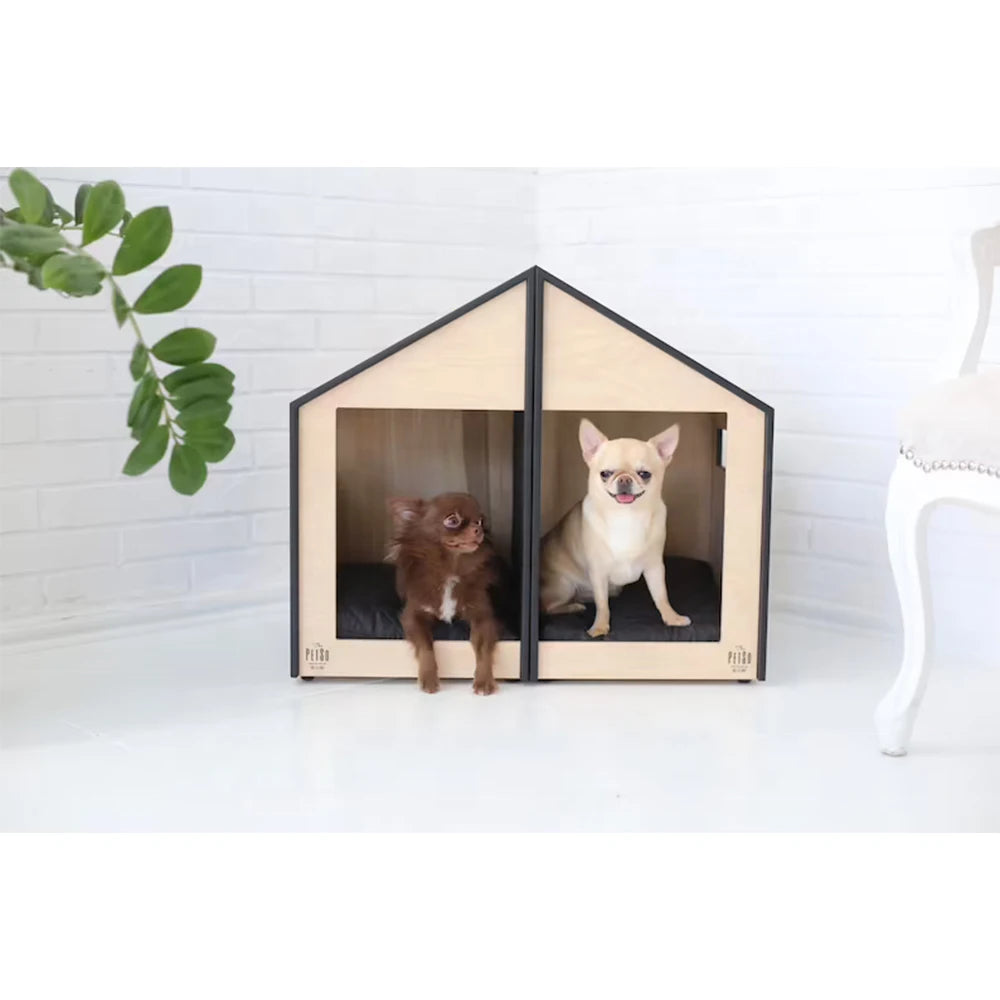 Modern House for Pet Pet Indoor Furniture Double Door Wood Cat Dog House Cave With Mat Dogs Cats Wooden Dog Kennel Crate Pet Bed