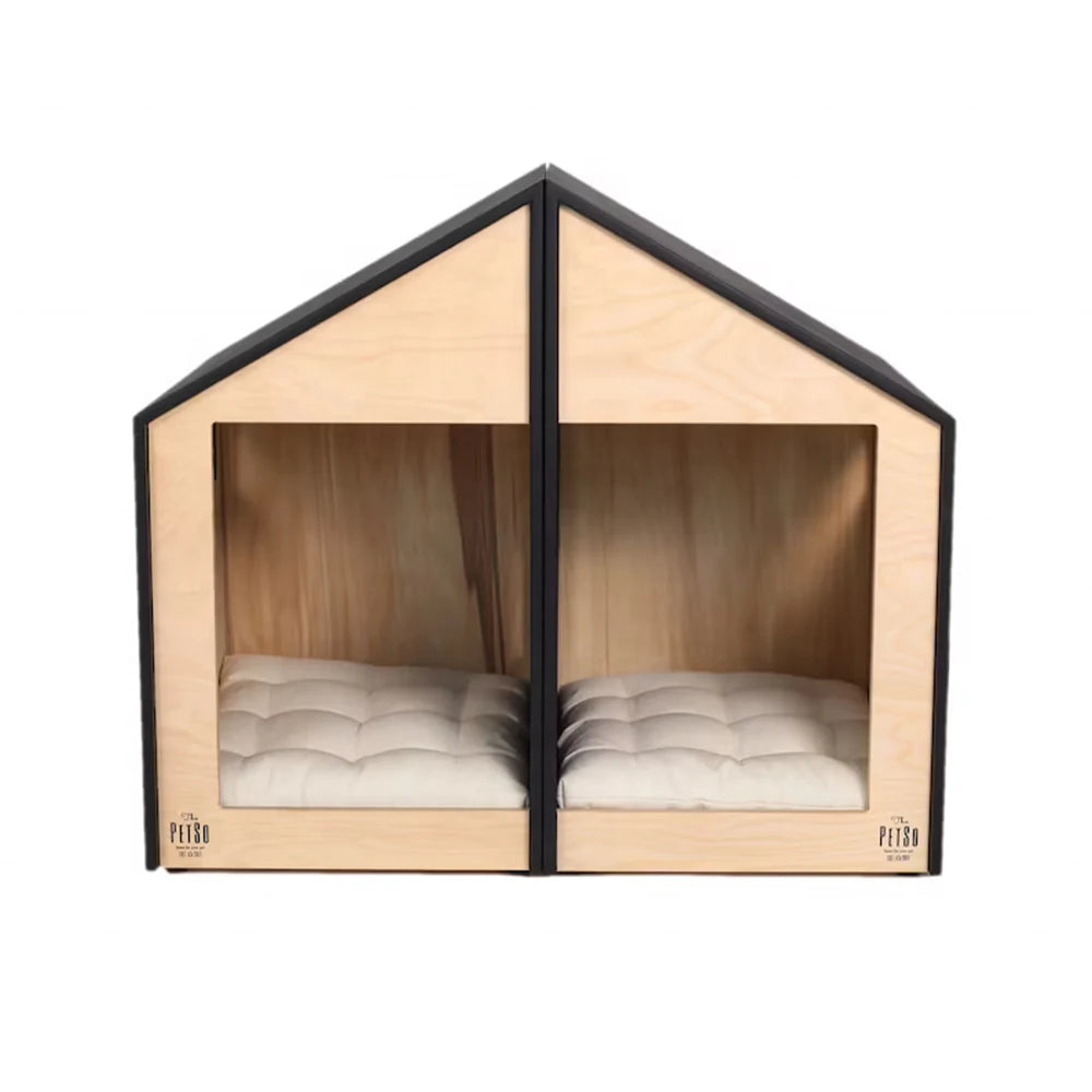 Modern House for Pet Pet Indoor Furniture Double Door Wood Cat Dog House Cave With Mat Dogs Cats Wooden Dog Kennel Crate Pet Bed