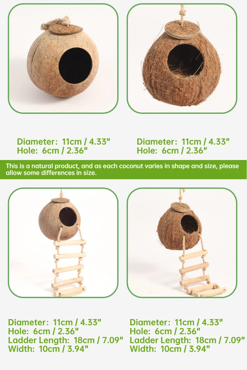 Hamster House Bite-resistant Natural Small Pet Coconut Cages Guinea-pig Hamster Hideout House Toy Wooden House Pet Supplies