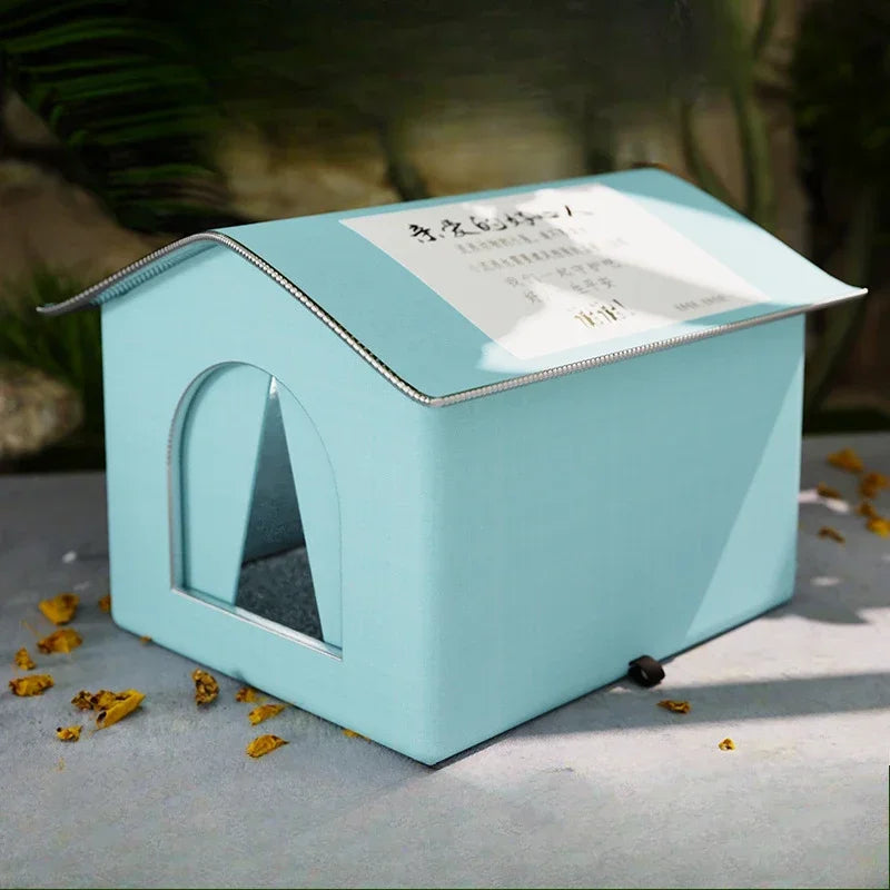 Four Seasons Cat House Outdoor Waterproof Pet Shelter for Cold Weather Stray Cats Dogs Thermal Insulated Windproof Design