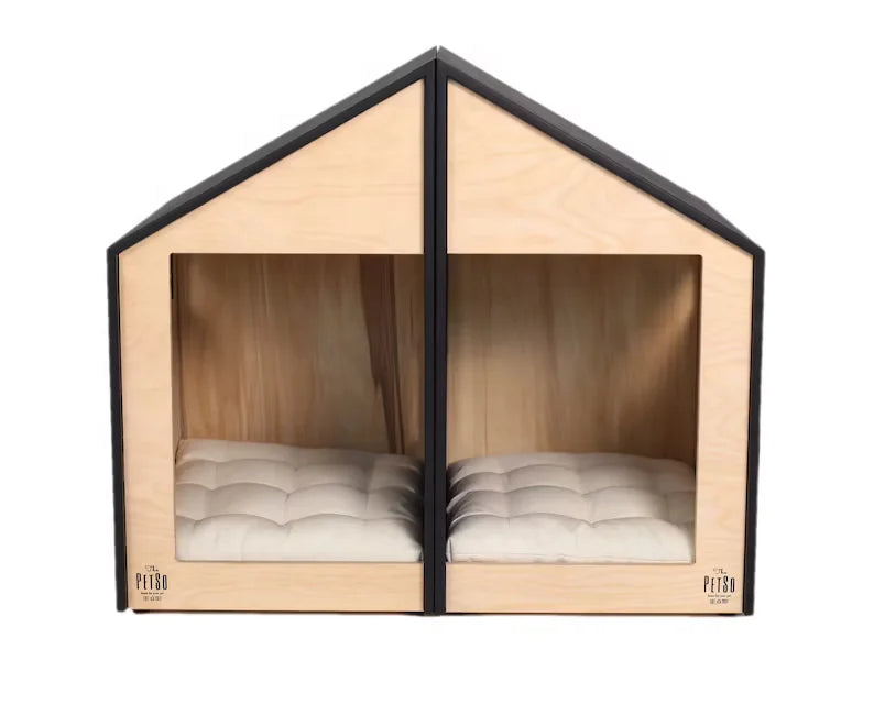Modern House for Pet Pet Indoor Furniture Double Door Wood Cat Dog House Cave With Mat Dogs Cats Wooden Dog Kennel Crate Pet Bed
