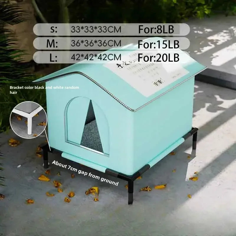Four Seasons Cat House Outdoor Waterproof Pet Shelter for Cold Weather Stray Cats Dogs Thermal Insulated Windproof Design