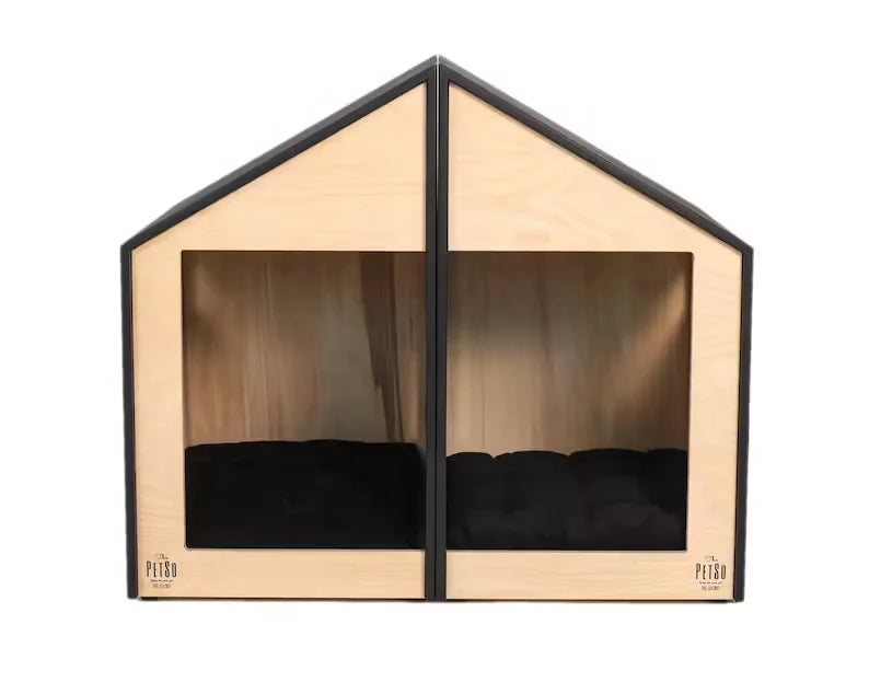Modern House for Pet Pet Indoor Furniture Double Door Wood Cat Dog House Cave With Mat Dogs Cats Wooden Dog Kennel Crate Pet Bed